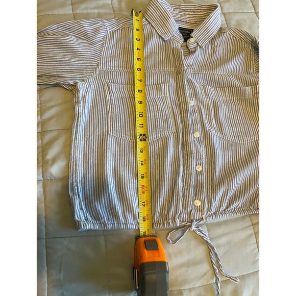 Abercrombie & Fitch XS VISCOSE BLEND Button Down Shirt Blue White Striped Collar - Picture 4 of 11